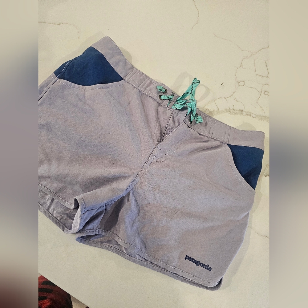 Patagonia Lavender Shorts with Teal Drawstring